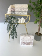 50x90 SARRA 3'LÜ SARE BAĞLAMALI DAMASK HAVLU