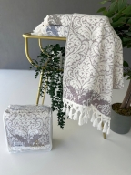 50x90 SARRA 3'LÜ SARE BAĞLAMALI DAMASK HAVLU